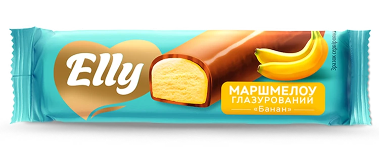 БАТОНЧИК З МАРШМЕЛОУ «БАНАН» - ГЛАЗУРОВАНИЙ БАТОНЧИК, ТМ «ELLY»