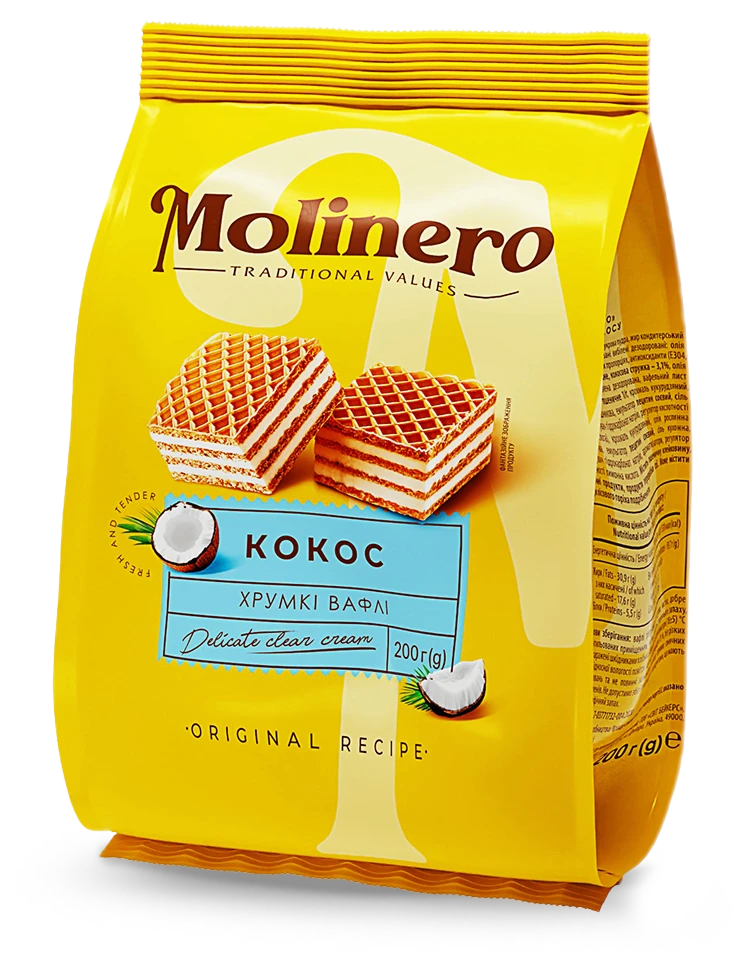 ВАФЛІ КОКОС - ВАФЛІ, ТМ «MOLINERO»