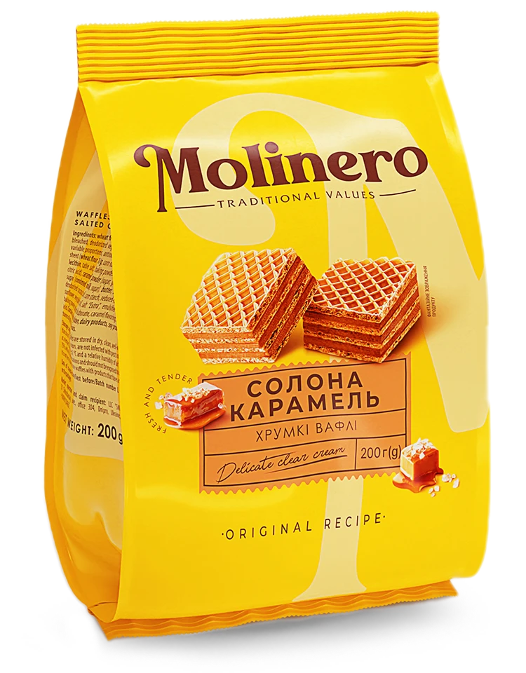 ВАФЛІ СОЛОНА КАРАМЕЛЬ - ВАФЛІ, ТМ «MOLINERO»