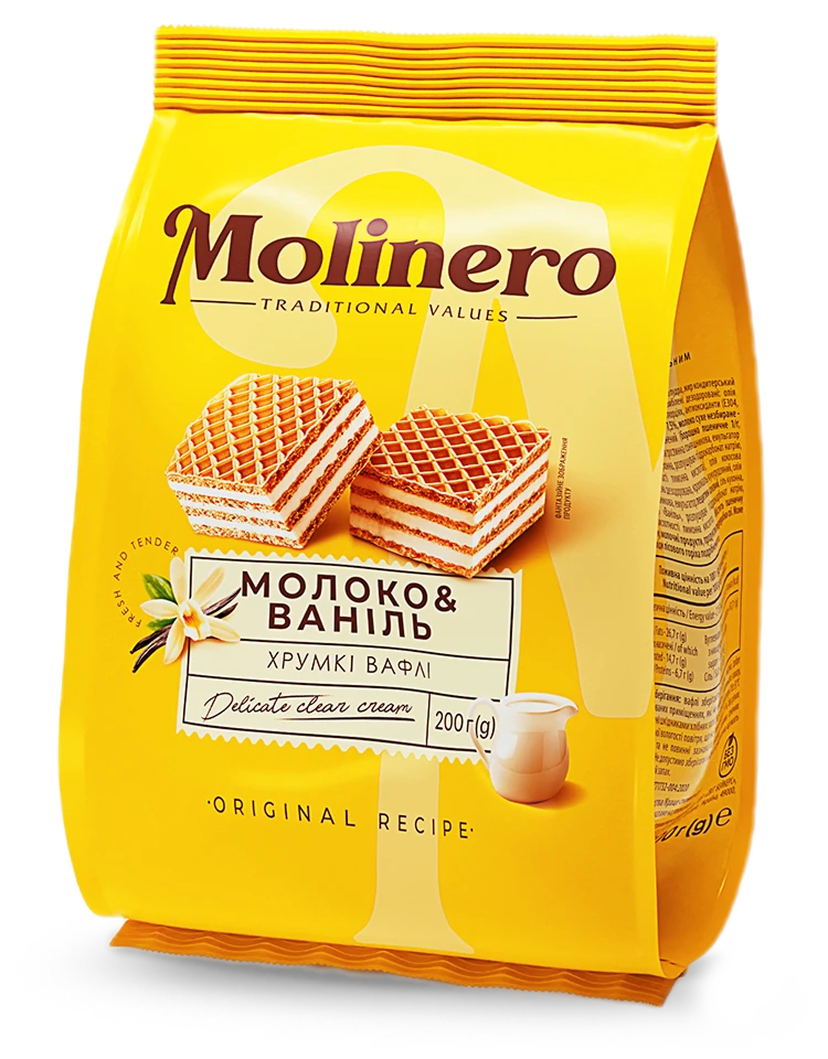 ВАФЛІ МОЛОКО & ВАНІЛЬ - ВАФЛІ, ТМ «MOLINERO»