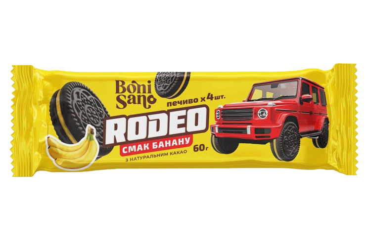 RODEO ЗІ СМАКОМ БАНАНУ - ПЕЧИВО-СЕНДВІЧ, ТМ «BONI SANO»