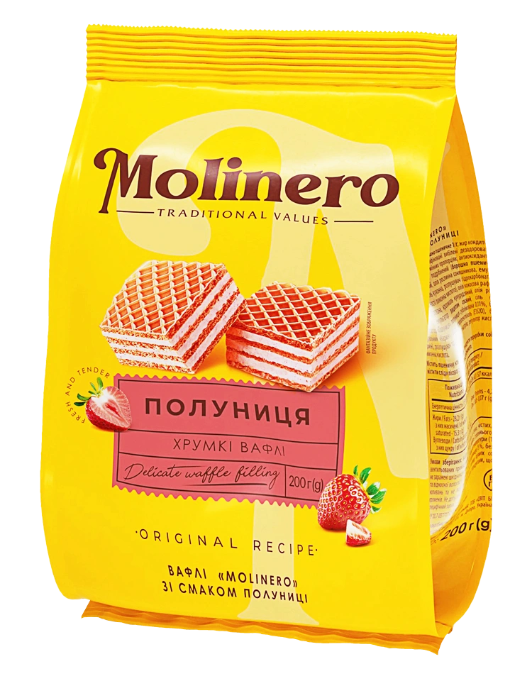 ВАФЛІ ПОЛУНИЦЯ - ВАФЛІ, ТМ «MOLINERO»