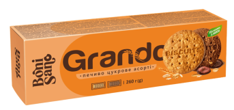 ПЕЧИВО ЦУКРОВЕ “GRANDO” АСОРТІ - 2 СМАКИ В ОДНІЙ УПАКОВЦІ, ТМ «BONI SANO»