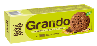 ПЕЧИВО ЦУКРОВЕ “GRANDO” З КАКАО - ТМ «BONI SANO»