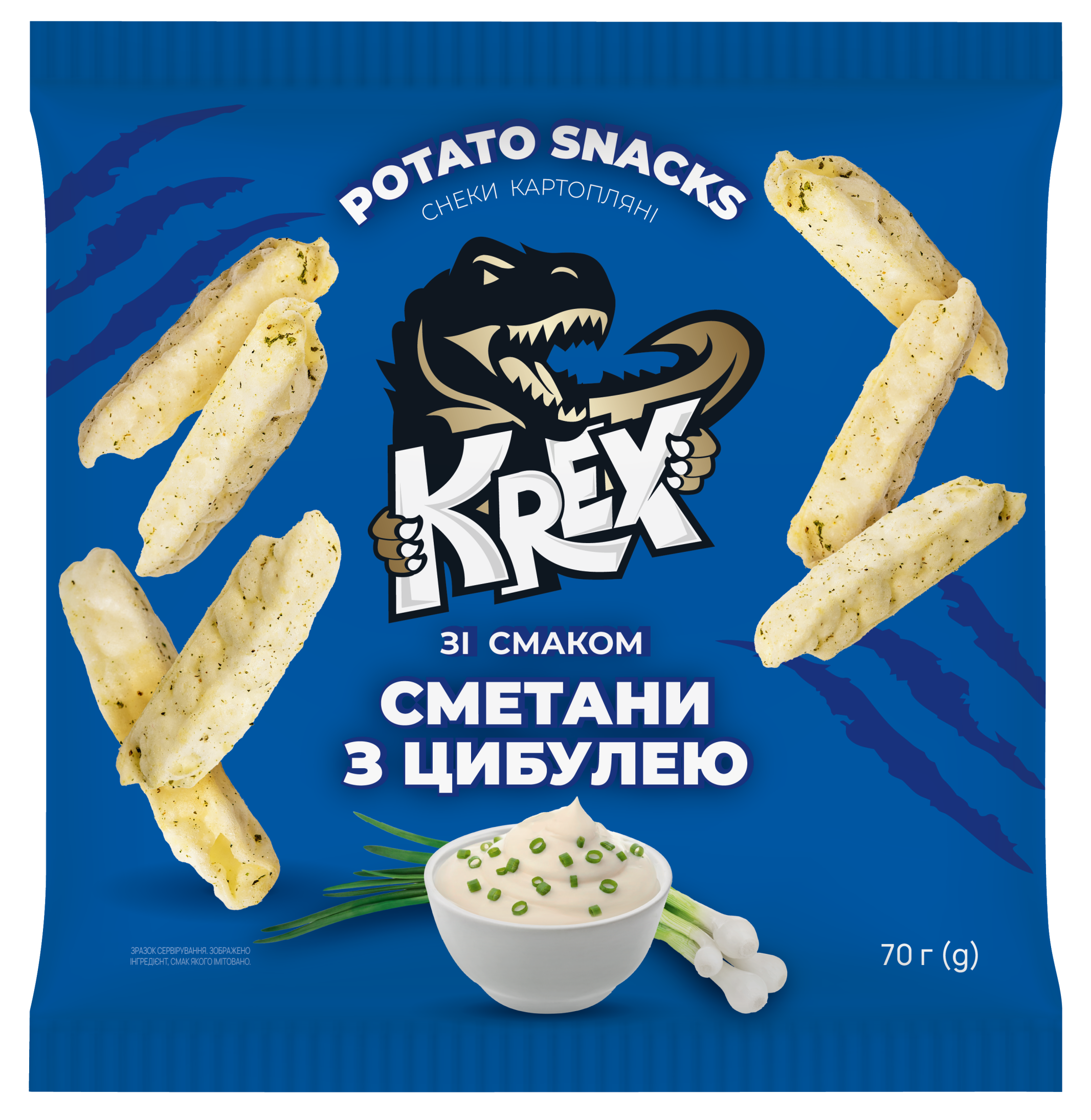 СНЕКИ КАРТОПЛЯНІ - ЗІ СМАКОМ СМЕТАНИ З ЦИБУЛЕЮ